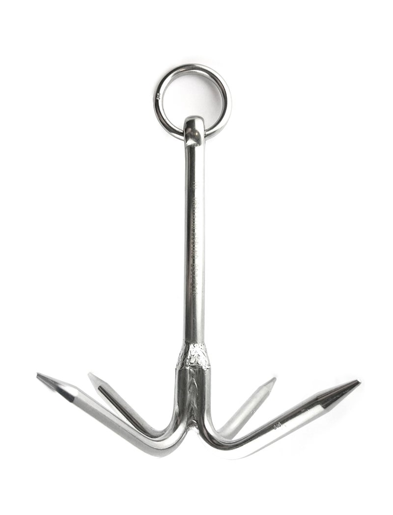 US Stainless Stainless Steel 316 Hook Anchor 8" (200mm) Marine Grade Grapple Grappling Hook - Image 1